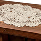 Frendorf | 2-Teilig Handgefertigte Baumwolle Häkel-Untersetzer Ovale Spitze Tischplatzsets 12 X 17 Zoll, Beige
