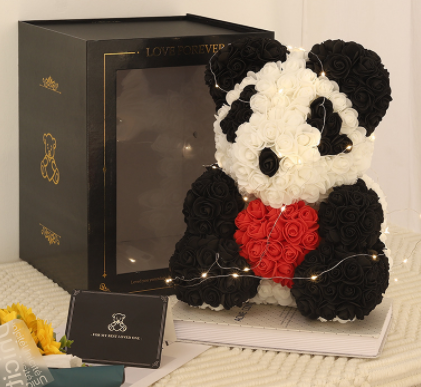 Frendorf | Valentinstag Geschenk Rose Bär Ewige Blume Rose Teddybär PE Schaum Bär 25cm Valentinstag
