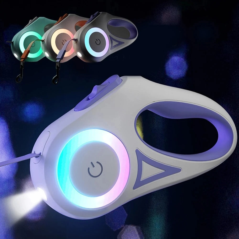 Frendorf | GlowPaw LED Rollleine für Hunde | Beleuchtete, einziehbare Leine | Ergonomisch & Sicher | Für Abendspaziergänge