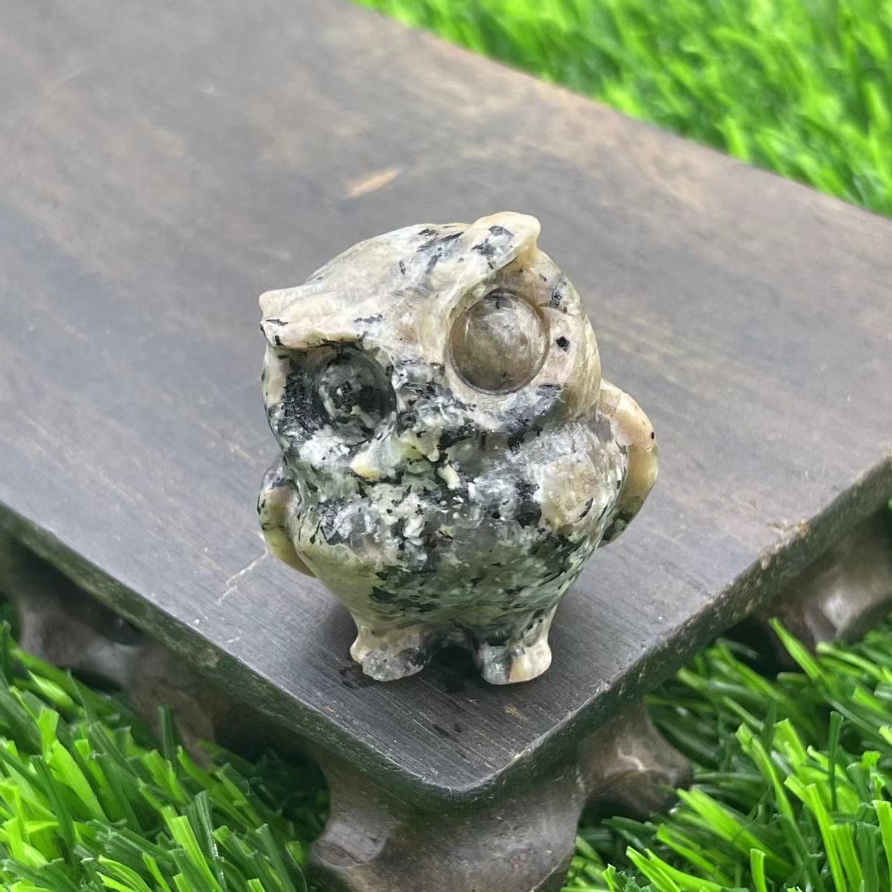 Frendorf 3.5cm natürliche Kristall Eule Ornament Edelstein Dekoration