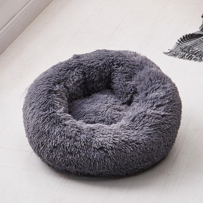 Runder Plüsch beruhigender Donut-Katzenbett-Nest