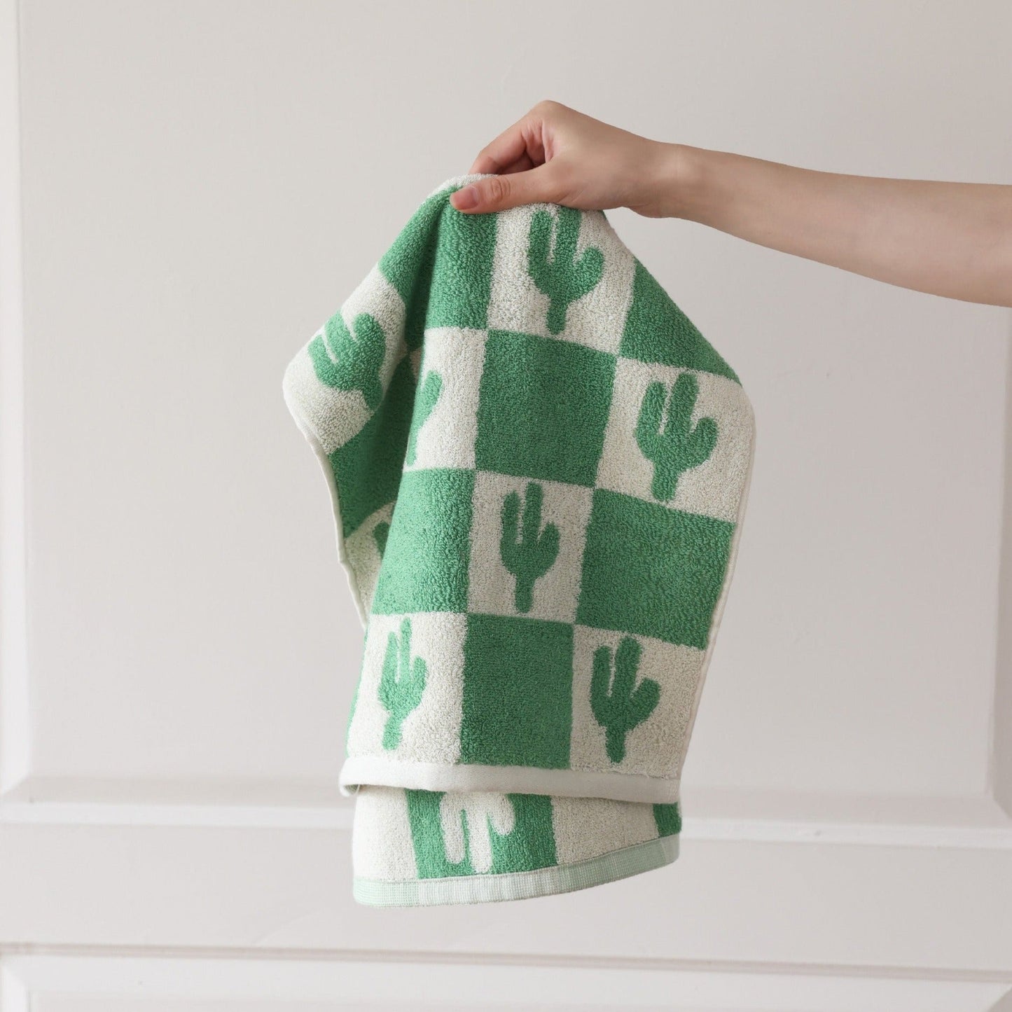 Kaktus- und Palmen-Check-Handtuch-Set