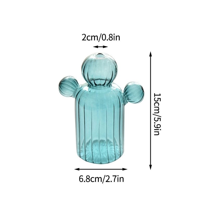 Kaktus + Pilzförmige Glasvasen