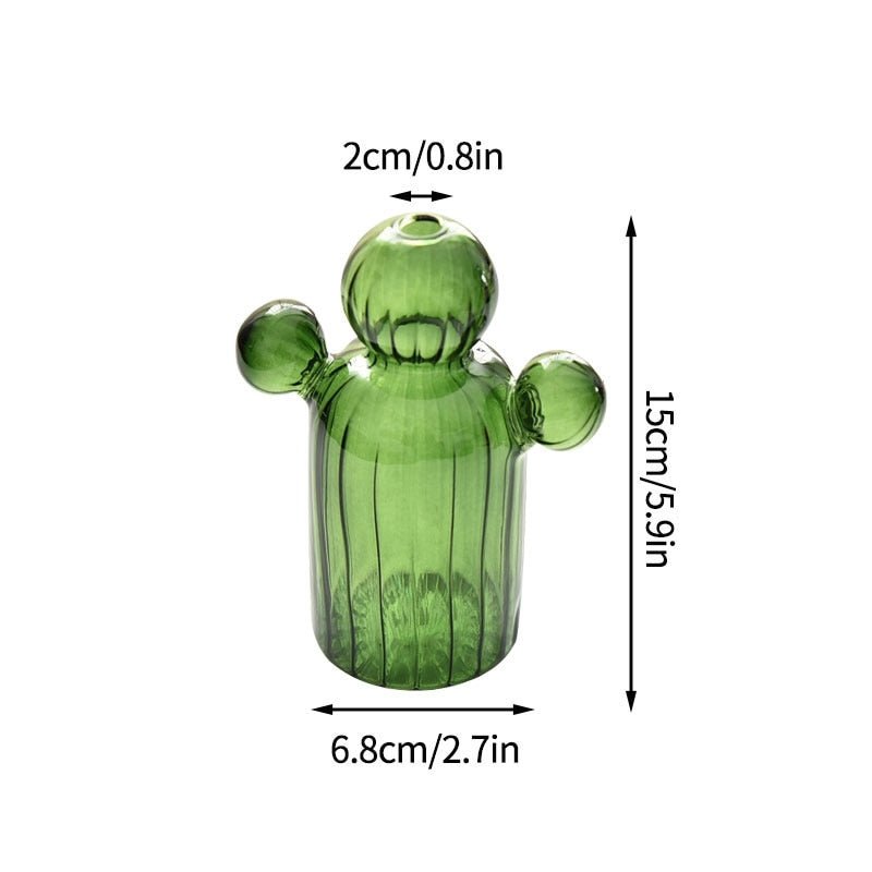 Kaktus + Pilzförmige Glasvasen