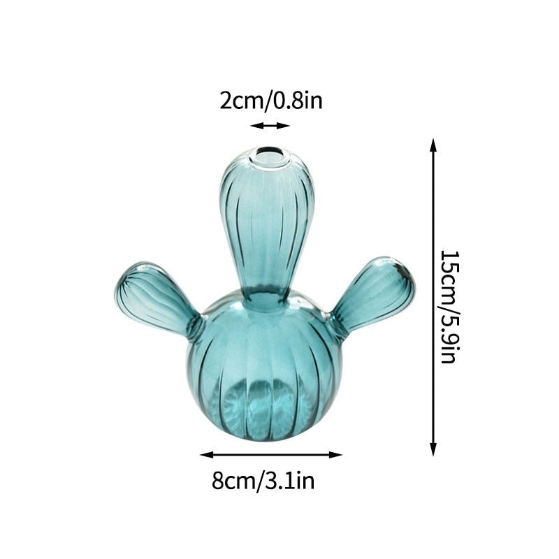 Kaktus + Pilzförmige Glasvasen