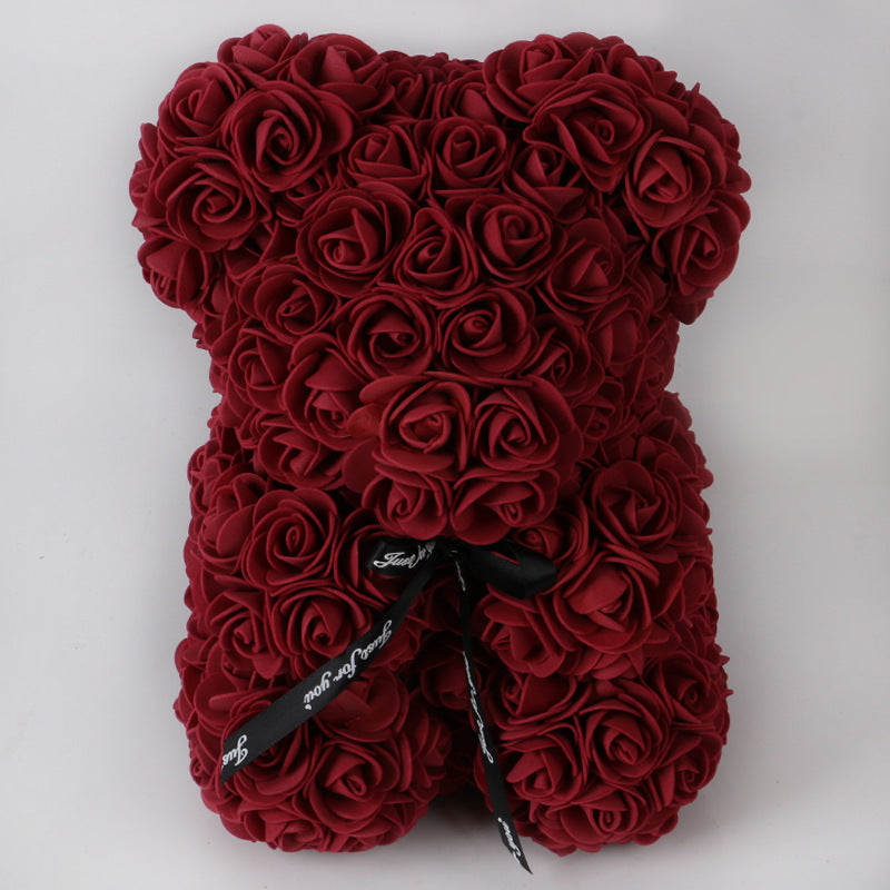 Frendorf | Valentinstag Geschenk Rose Bär Ewige Blume Rose Teddybär PE Schaum Bär 25cm Valentinstag