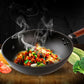 Frendorf | Gusseisen Wok Antihaft Induktionsgrillpfanne Buchenholzgriff mit Deckel