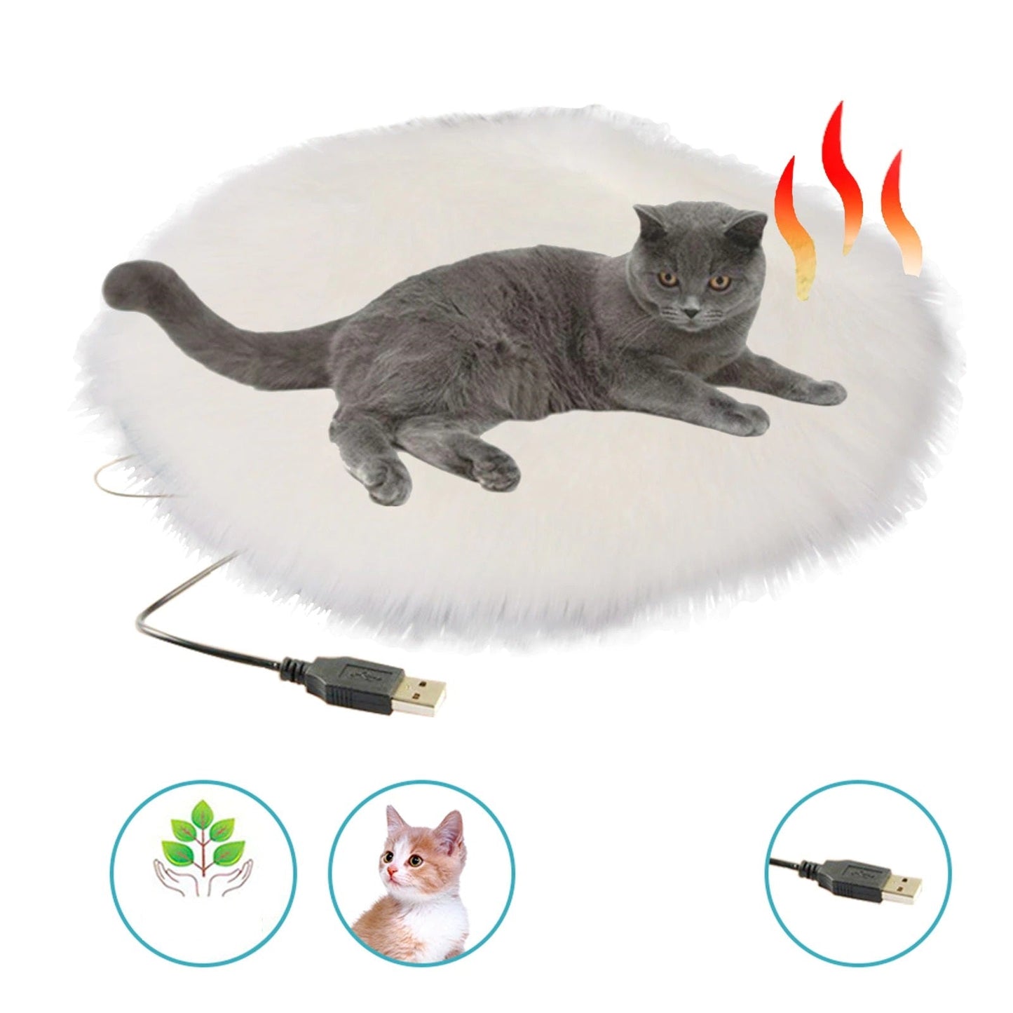 USB beheiztes Plüsch Katzenbett - Konstante Temperatur & Tragbares Winterkissen
