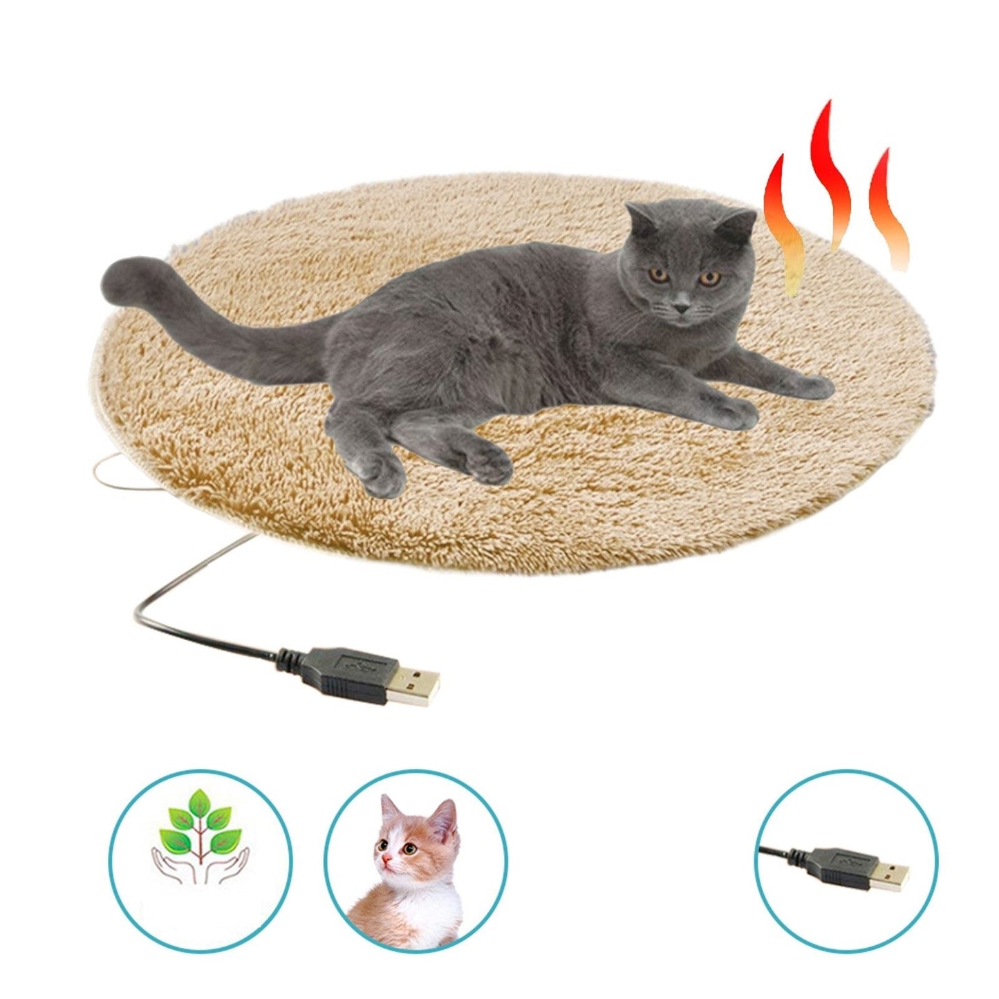 USB beheiztes Plüsch Katzenbett - Konstante Temperatur & Tragbares Winterkissen