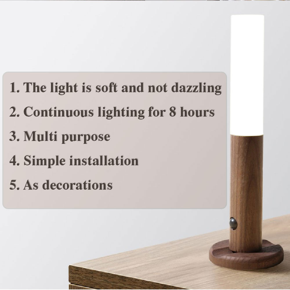Frendorf | Smarte Aufladbare Holz LED Wandleuchten Magneticsh Kabellos Abnehmbar Nachlicht Flurlicht Treppenlicht Wandlampe Regalleuchte USB Bewegungssensor