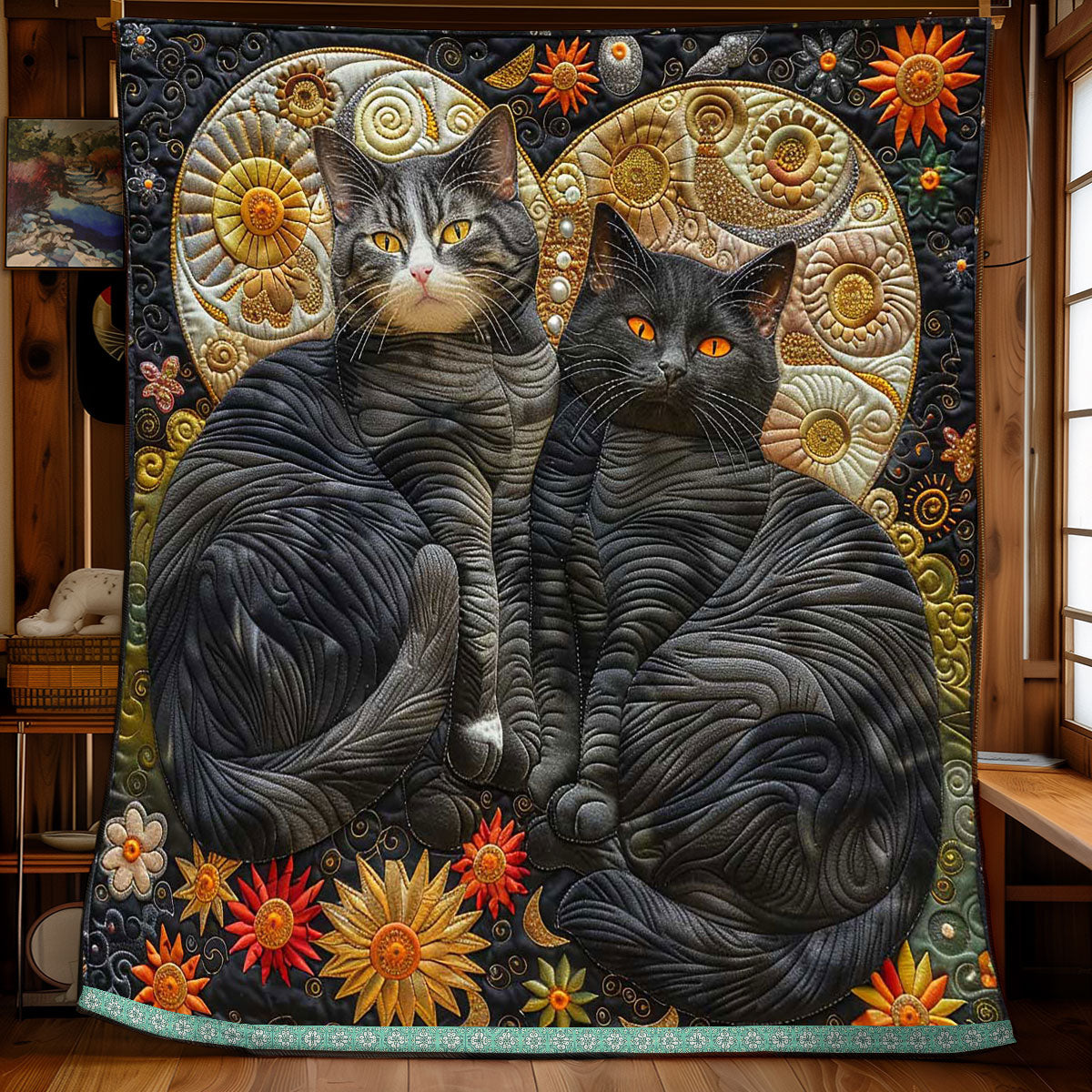 Fortune Moon Schwarze Katze Quilt