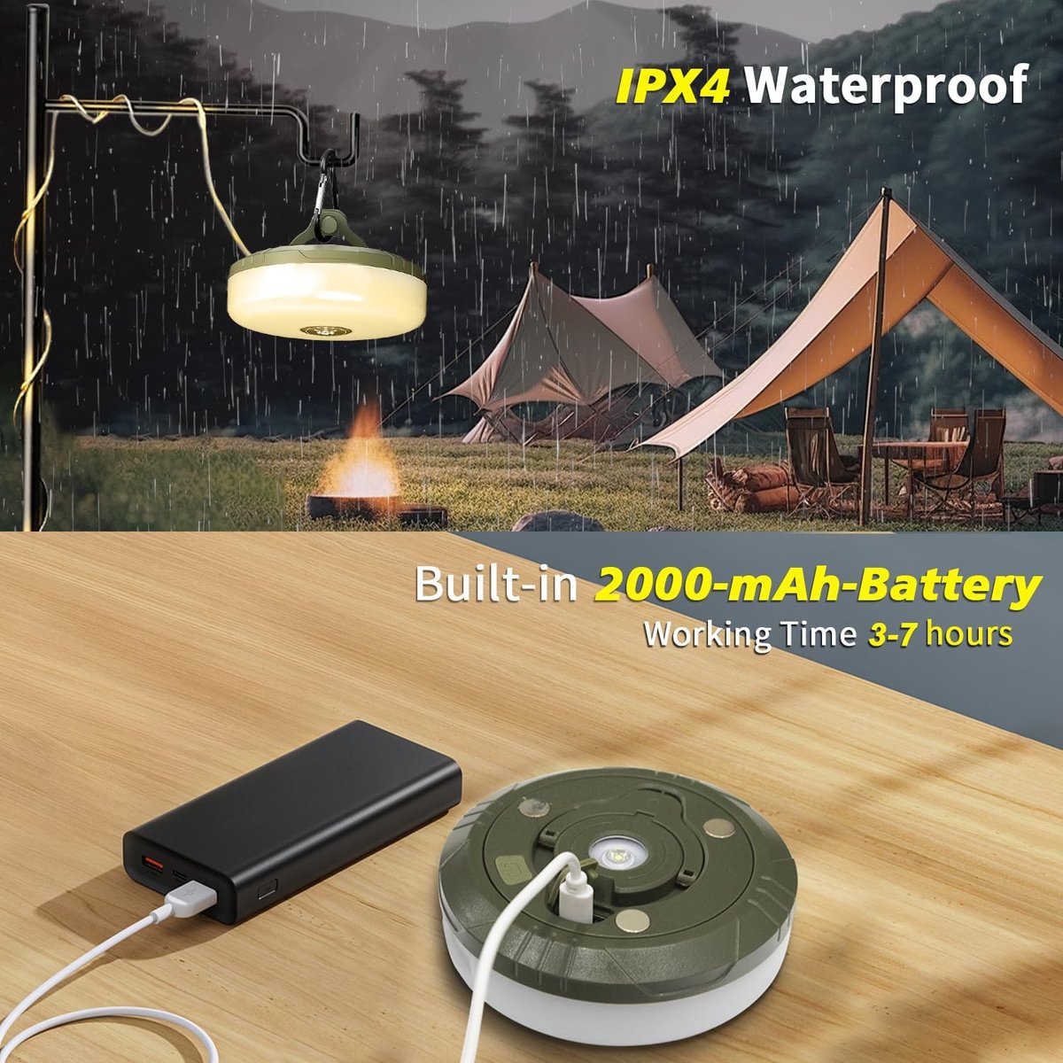 Frendorf |  MultiGlow - 4-in-1 Campinglicht mit RGB-Lichterkette & Powerbank