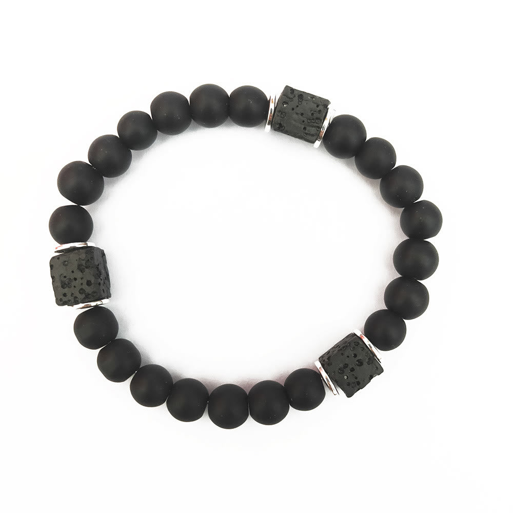 Frendorf | Aurelia Schwarz Onyx und Lavastein Würfel Balance-Armband
