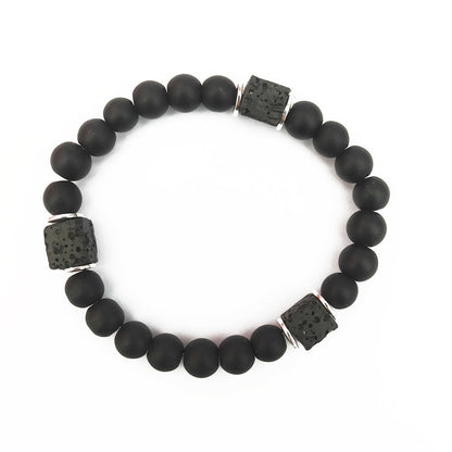 Frendorf | Aurelia Schwarz Onyx und Lavastein Würfel Balance-Armband
