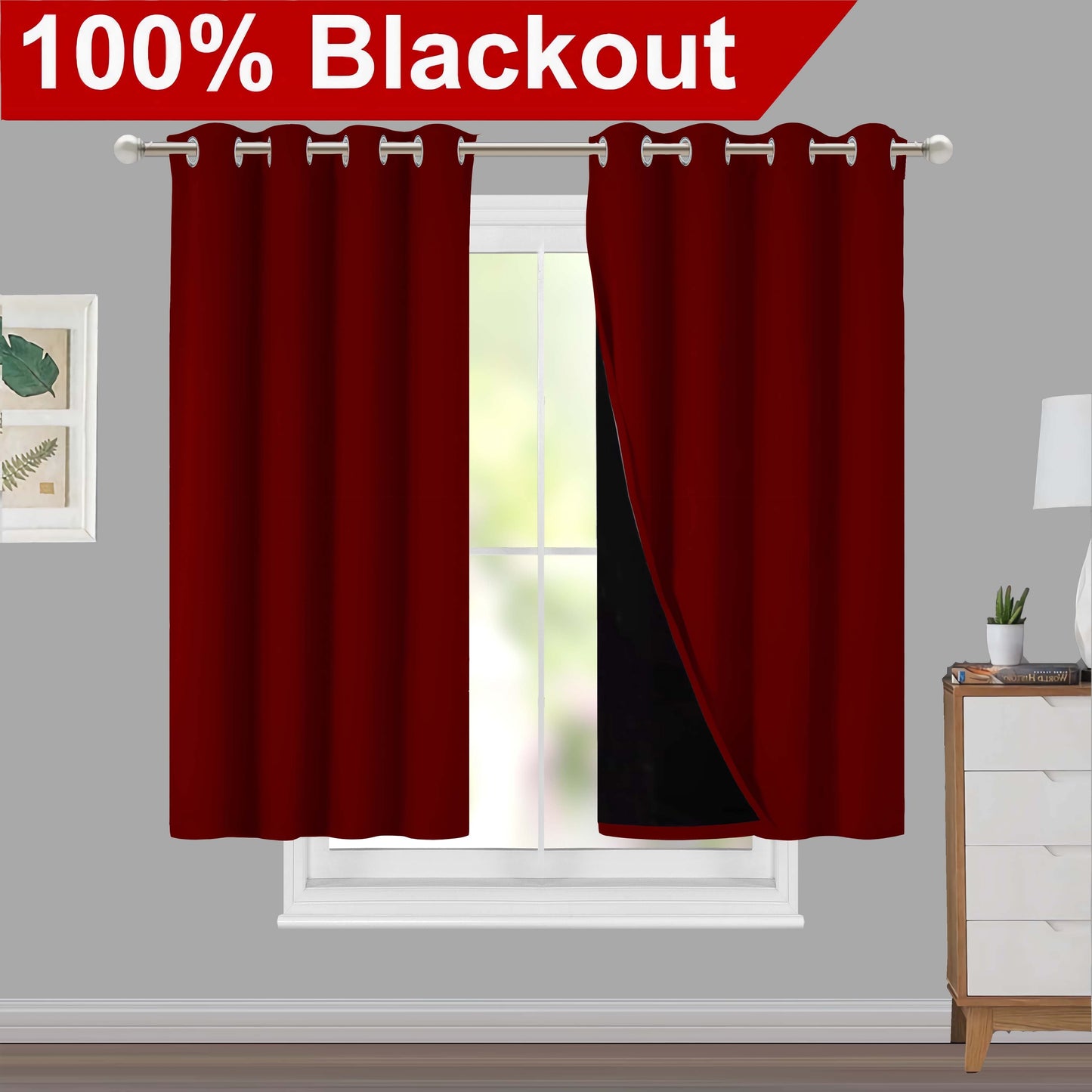 Klassische Blackout-Vorhänge mit Ösen – Thermisch isolierter, nicht bleichbarer Stoff für Wohnzimmer, Schlafzimmer, Küche, stilvolle Wohnkultur