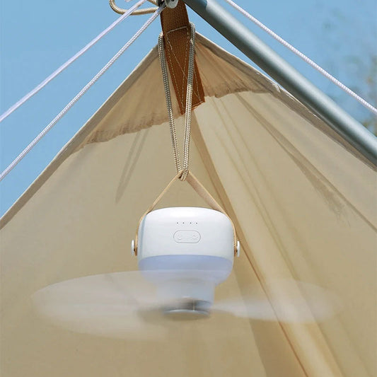 Mini tragbarer Deckenventilator mit LED-Licht & Fernbedienung – 4 Geschwindigkeiten, USB wiederaufladbar