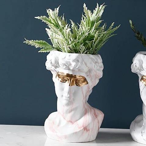 Frendorf | ArtéPlanter Keramik David Kopf Pflanztopf | Klassische Skulptur | Dekorative Vase | Stilvolle Wohnakzente