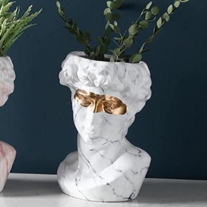 Frendorf | ArtéPlanter Keramik David Kopf Pflanztopf | Klassische Skulptur | Dekorative Vase | Stilvolle Wohnakzente