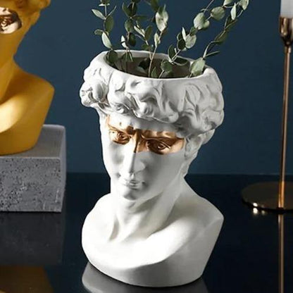 Frendorf | ArtéPlanter Keramik David Kopf Pflanztopf | Klassische Skulptur | Dekorative Vase | Stilvolle Wohnakzente
