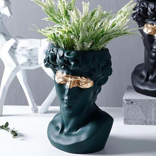 Frendorf | ArtéPlanter Keramik David Kopf Pflanztopf | Klassische Skulptur | Dekorative Vase | Stilvolle Wohnakzente