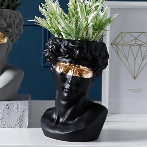 Frendorf | ArtéPlanter Keramik David Kopf Pflanztopf | Klassische Skulptur | Dekorative Vase | Stilvolle Wohnakzente