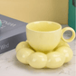 Keramisches Kaffeetassen-Set mit Sonnenblumen-Untersetzer Wolkenbecher mit Löffel
