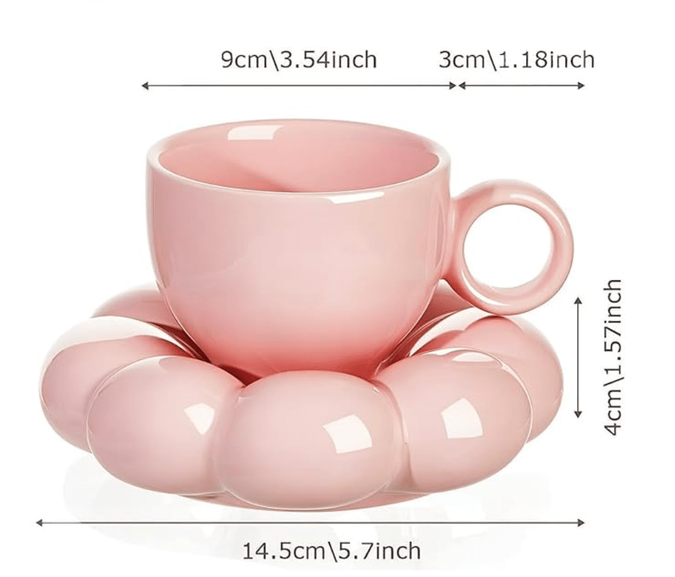 Keramisches Kaffeetassen-Set mit Sonnenblumen-Untersetzer Wolkenbecher mit Löffel