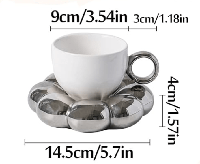 Keramisches Kaffeetassen-Set mit Sonnenblumen-Untersetzer Wolkenbecher mit Löffel