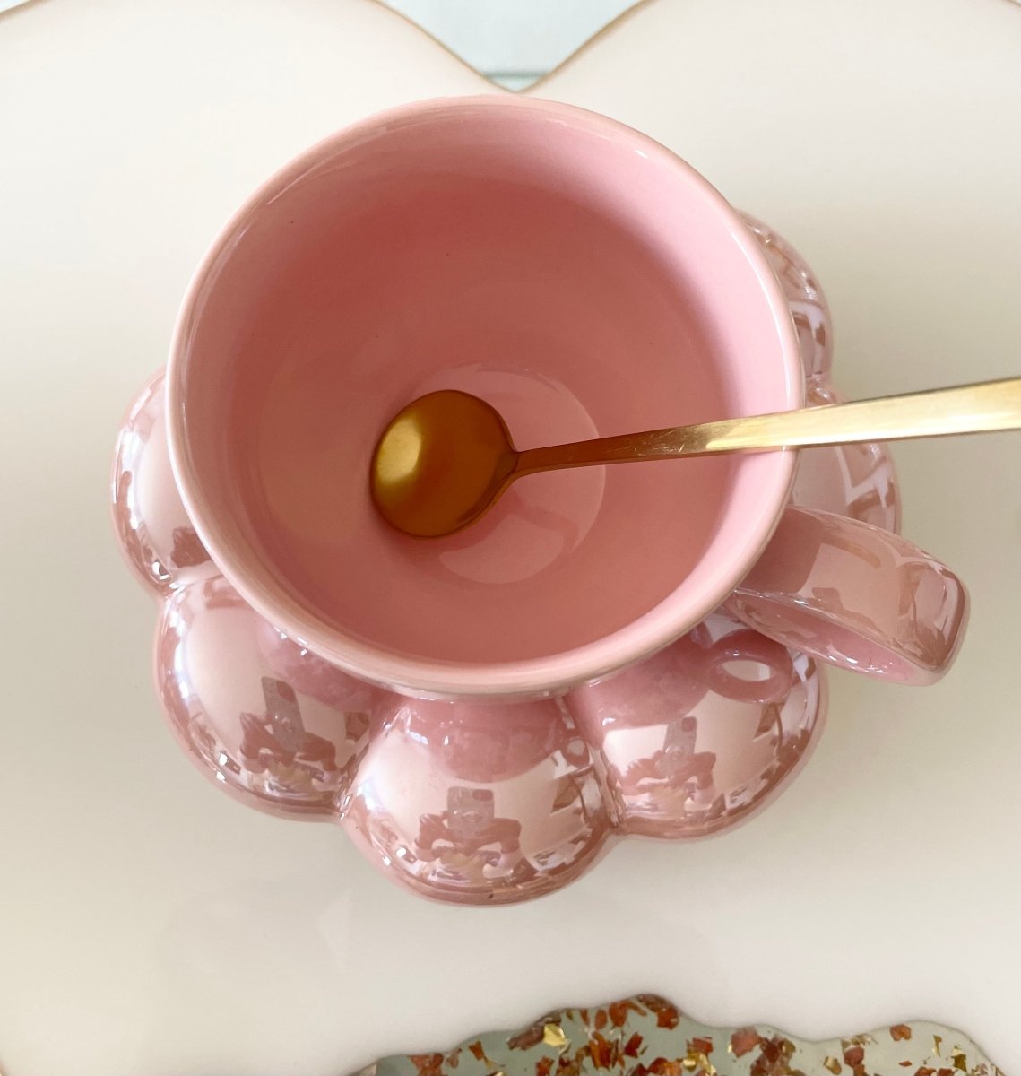 Keramisches Kaffeetassen-Set mit Sonnenblumen-Untersetzer Wolkenbecher mit Löffel