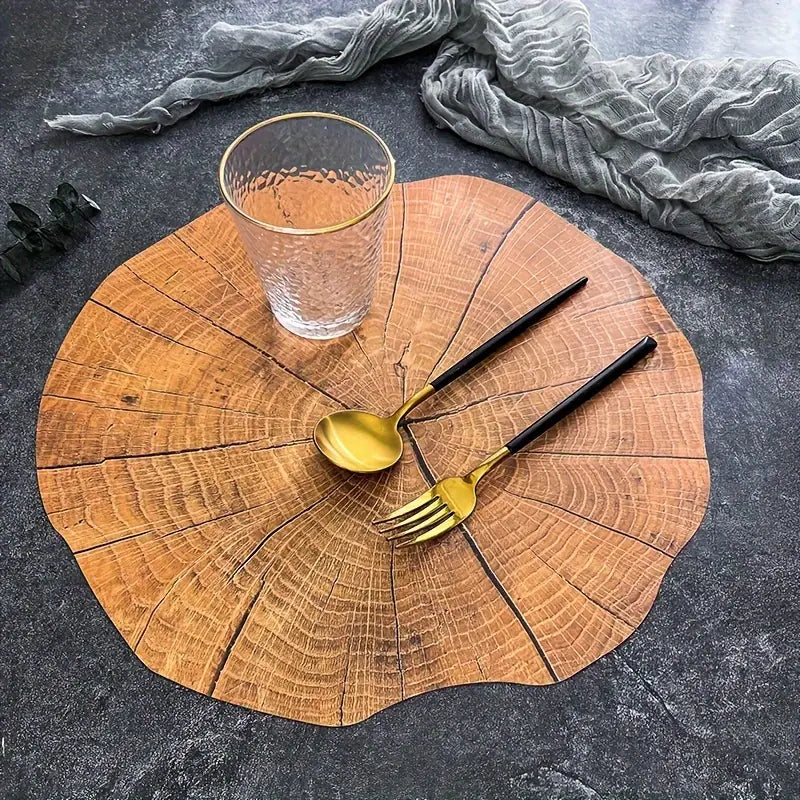 Frendorf | WoodCharm 4er-Set Baumring-Tischsets | Natürliche Holzoptik | Hitzebeständig & Rutschfest