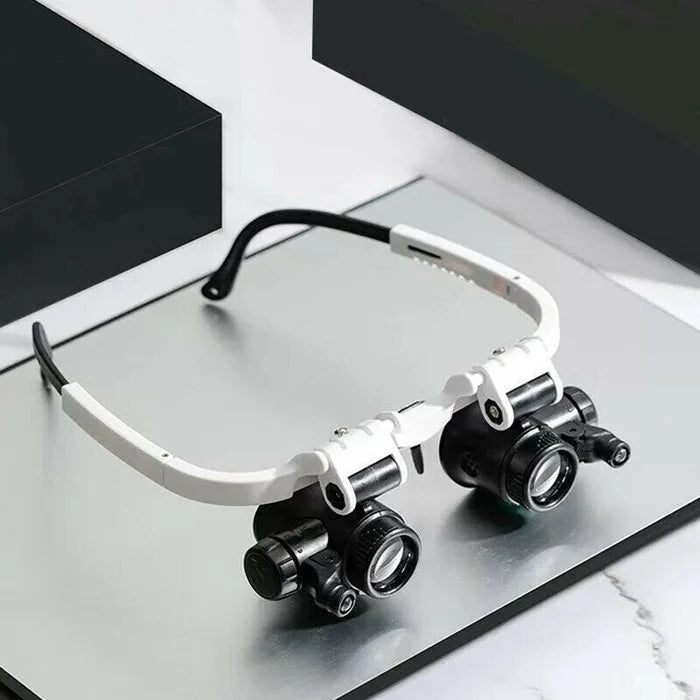 LED Lupenbrille mit 8x–23x Vergrößerung für Brillenträger, ideale Lupen Brille mit Licht für präzises Arbeiten