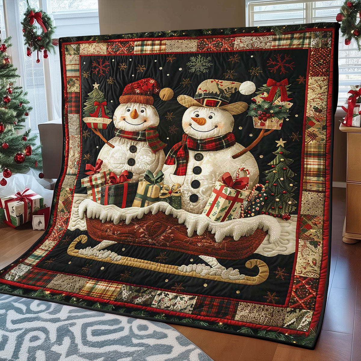 Schneemann Geschenke Quilt