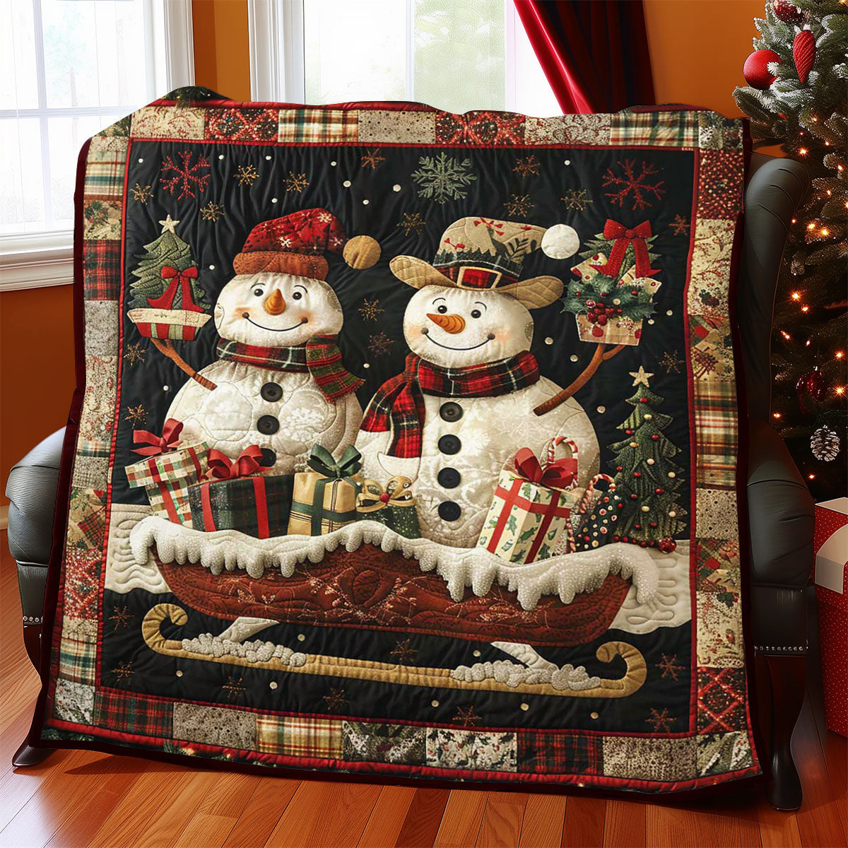 Schneemann Geschenke Quilt