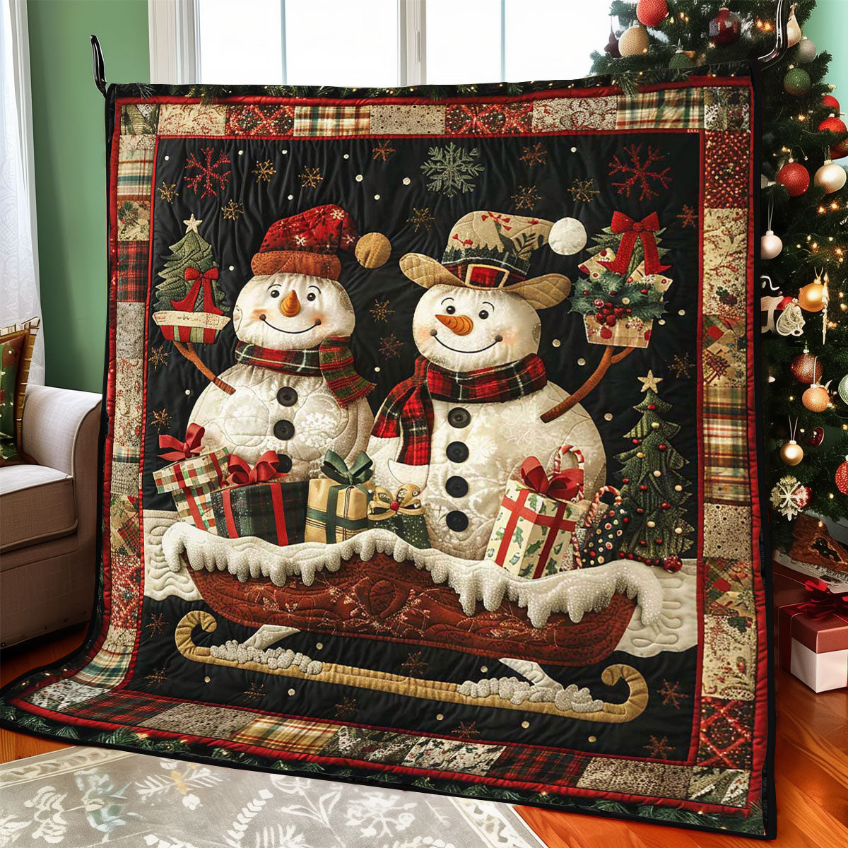 Schneemann Geschenke Quilt