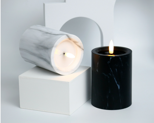 Frendorf | MarbliGlow LED Kerzenlicht Set | 3er Set | Marmor-Design | Kabellos | Stimmungsvoll | Dekorativ