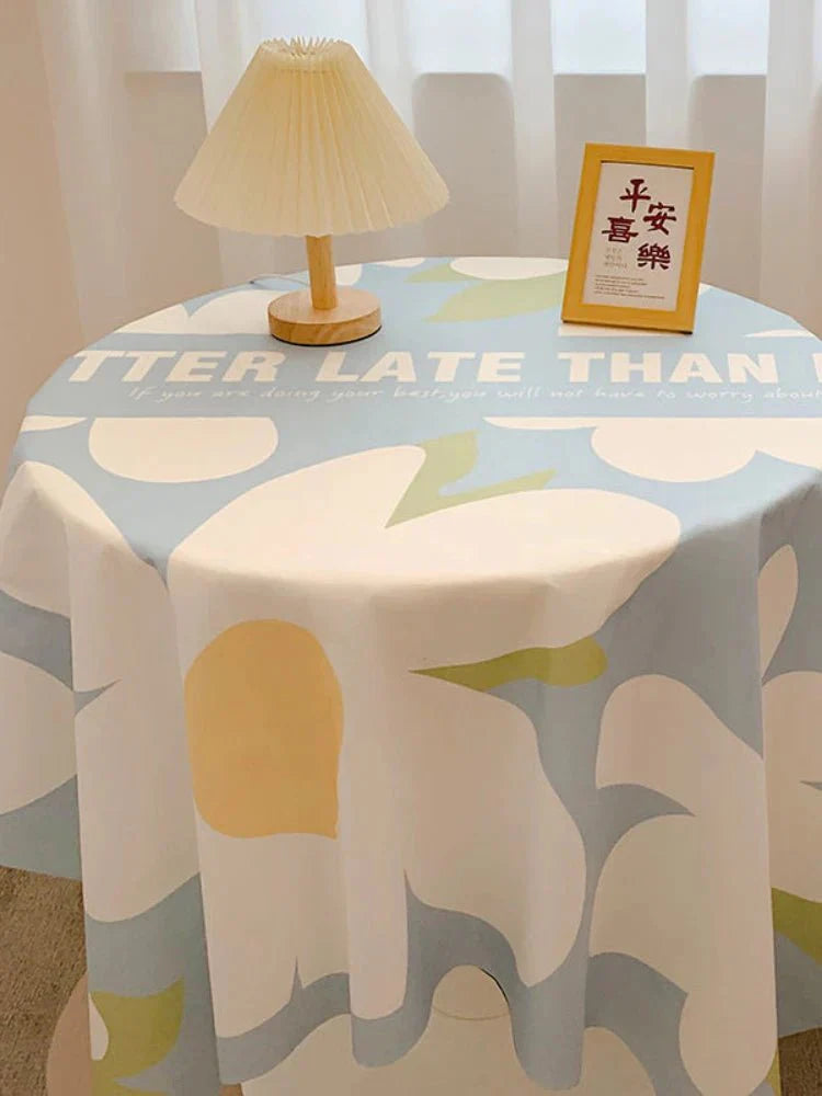 Runde Tischdecke aus Baumwolle mit Karomuster
