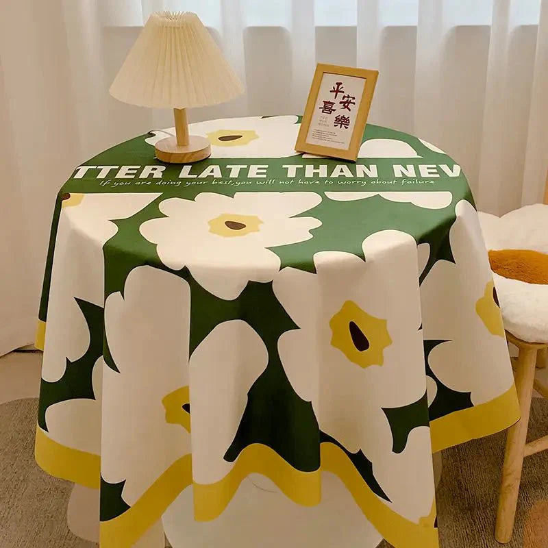 Runde Tischdecke aus Baumwolle mit Karomuster