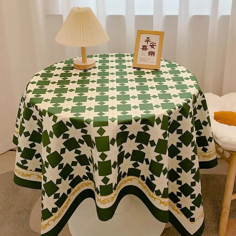 Runde Tischdecke aus Baumwolle mit Karomuster