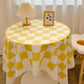 Runde Tischdecke aus Baumwolle mit Karomuster