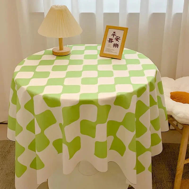 Runde Tischdecke aus Baumwolle mit Karomuster