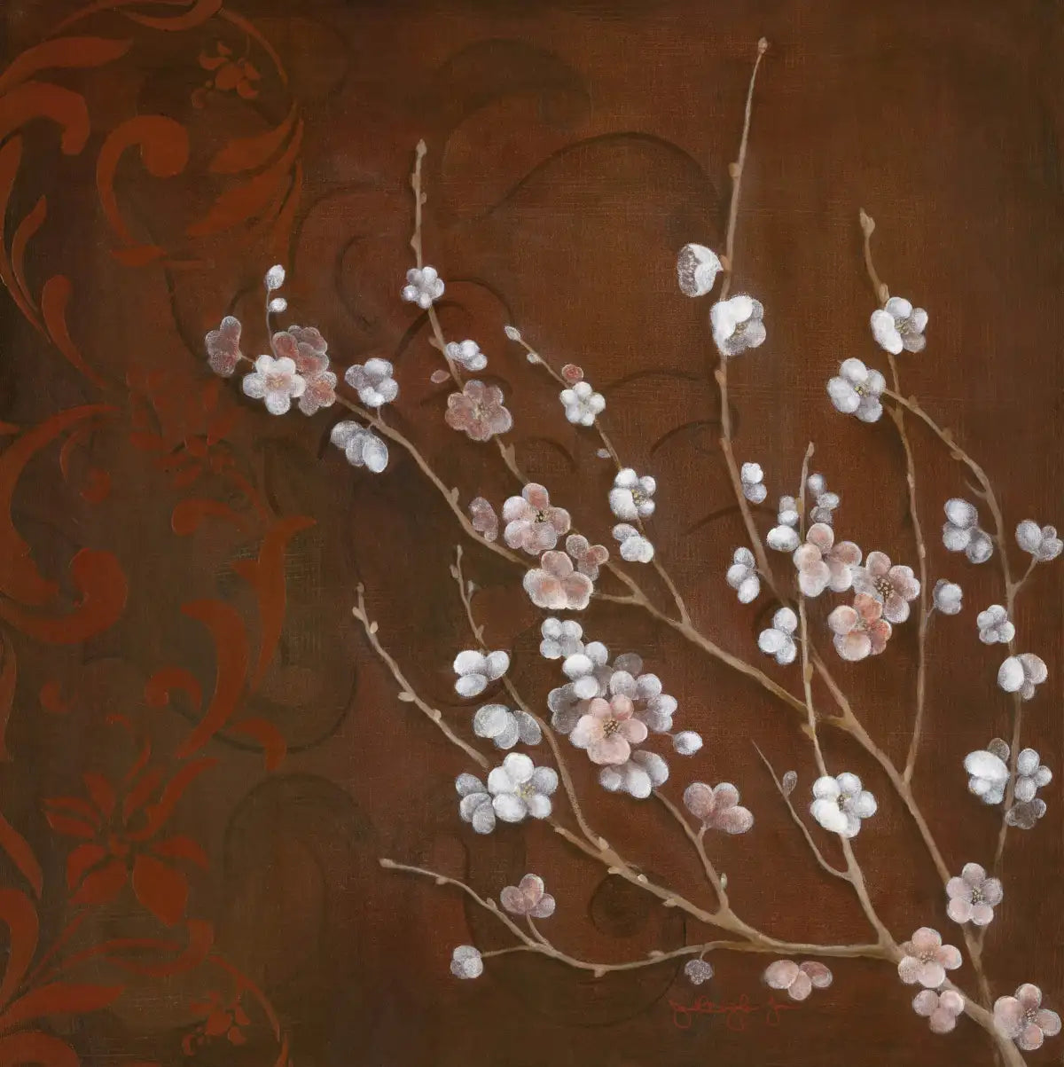 Frendorf | Kirschblüten auf Zinnober I Wandkunst