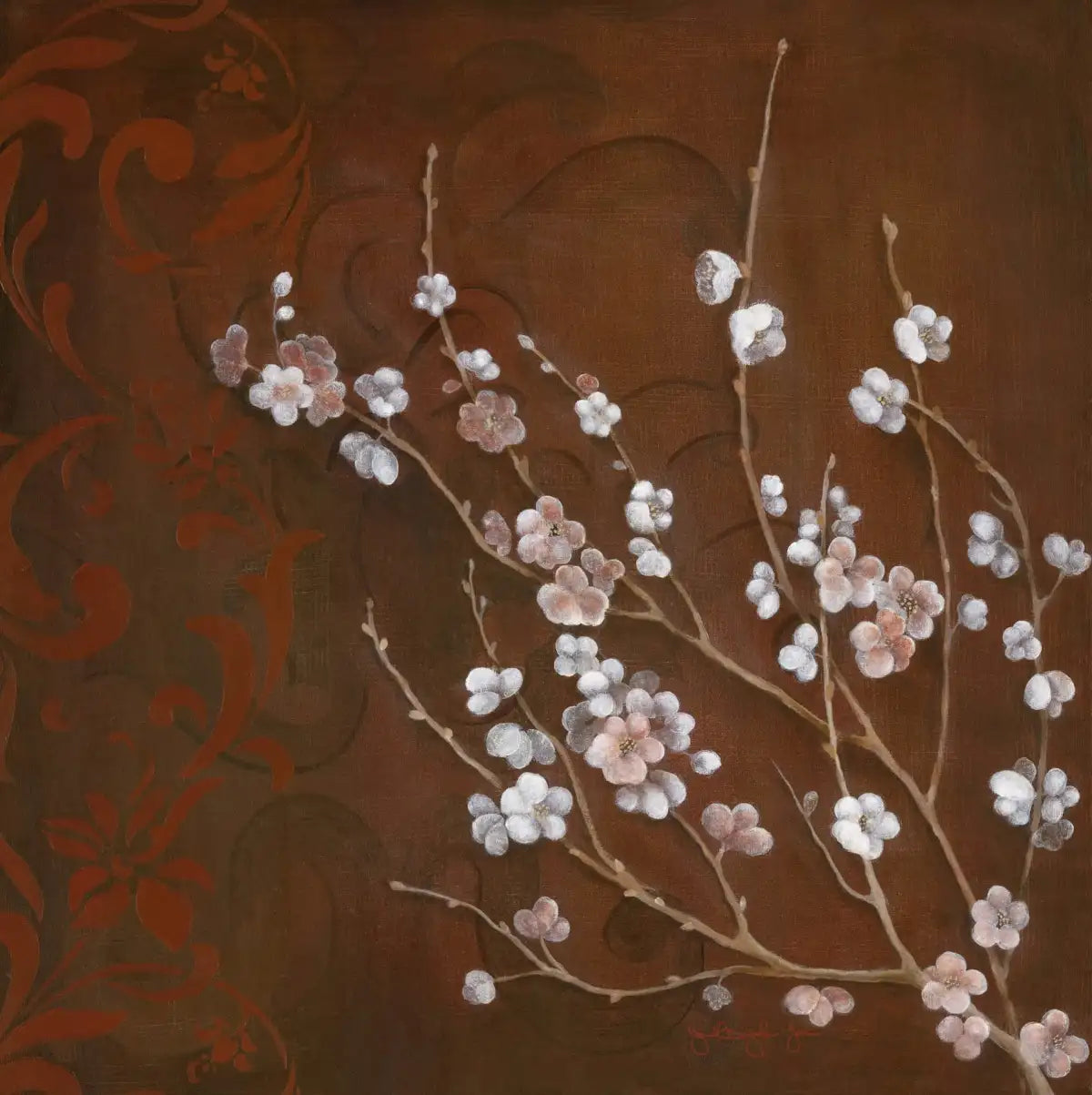 Frendorf | Kirschblüten auf Zinnober I Wandkunst