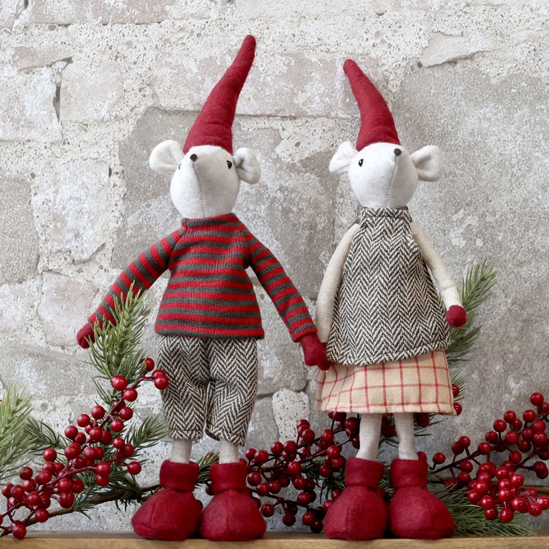 Chic Antique - Noa und Noel Weihnachtsmäuse stehend, 32 cm, Set von 2