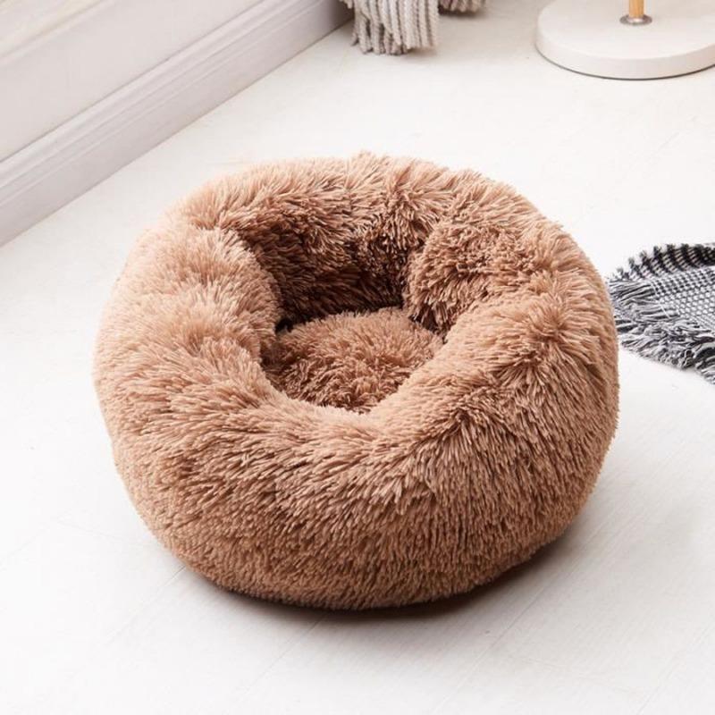 Runder Plüsch beruhigender Donut-Katzenbett-Nest