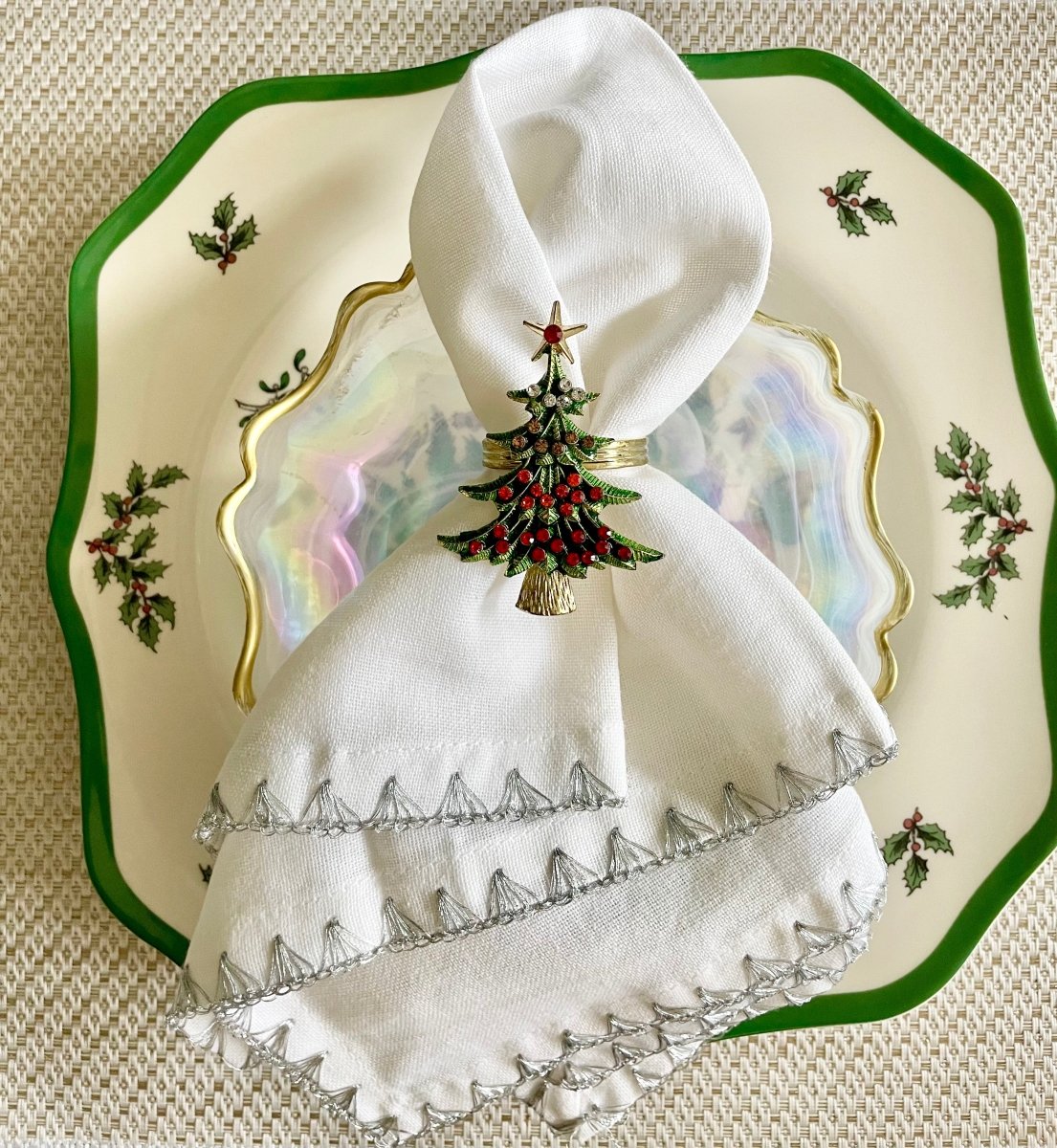 Weihnachtsbaum Serviettenringe Set von 4