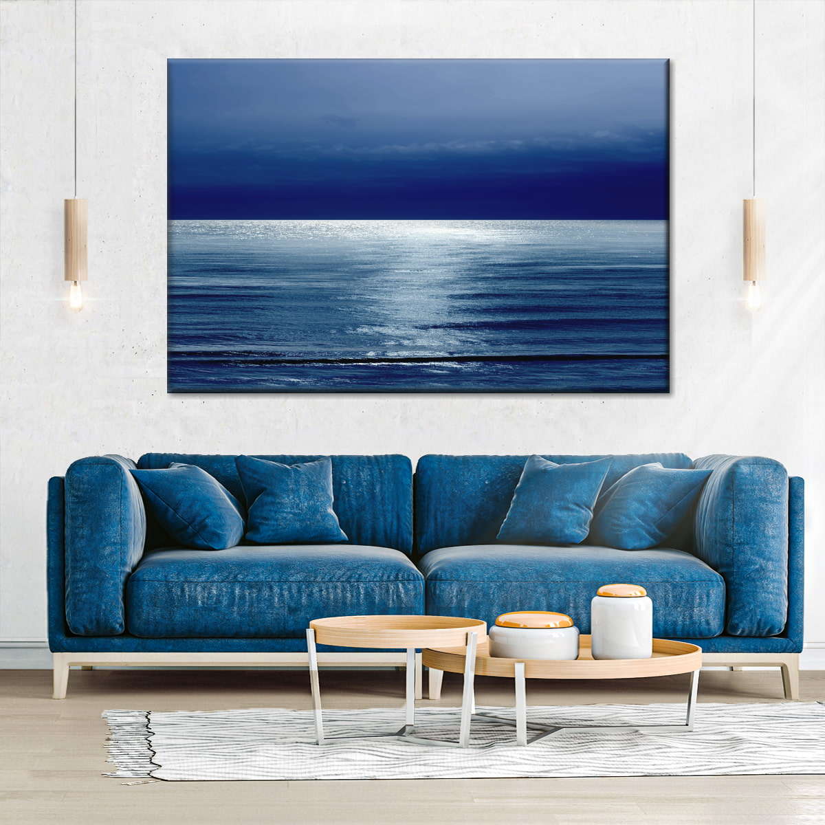 Frendorf | Mondlicht Ozean Blau I Wandkunst