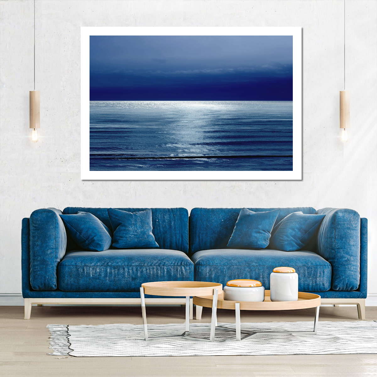 Frendorf | Mondlicht Ozean Blau I Wandkunst