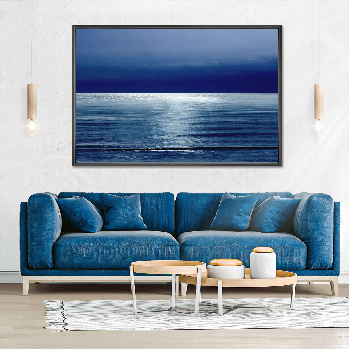 Frendorf | Mondlicht Ozean Blau I Wandkunst