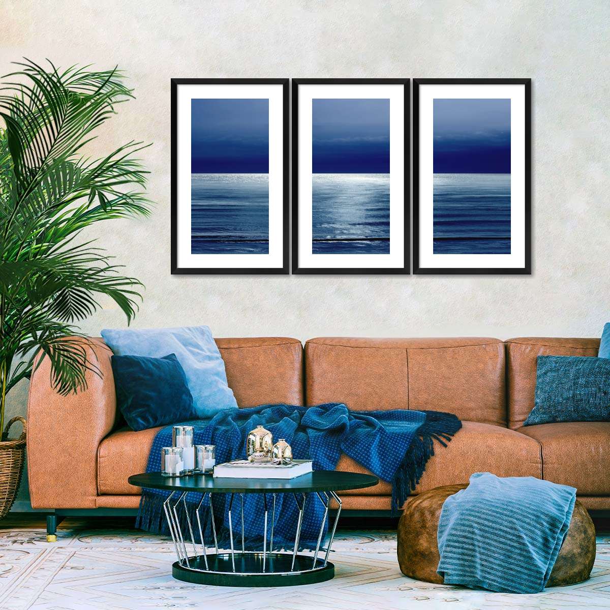 Frendorf | Mondlicht Ozean Blau I Wandkunst
