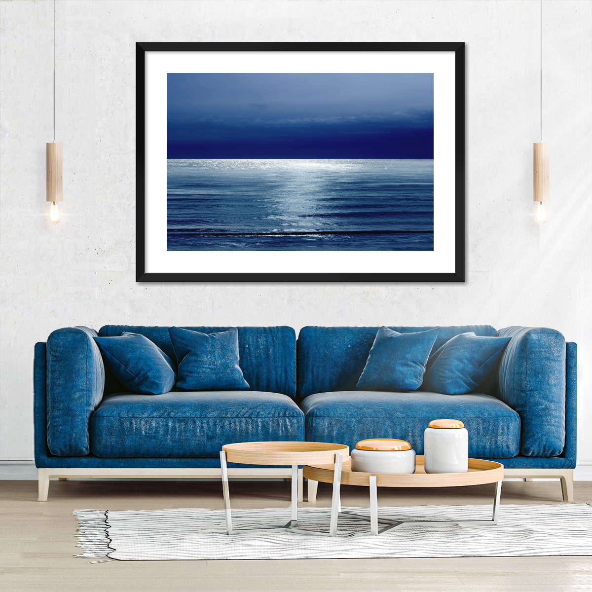 Frendorf | Mondlicht Ozean Blau I Wandkunst